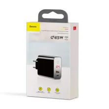 Сетевое зарядное устройство Baseus Speed PPS Intelligent Power-off QC4.0+PD3.0 45W USB+Type-C 6A Черный