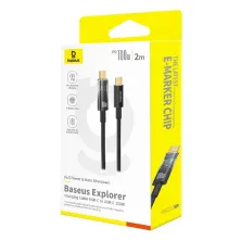 Кабель Baseus Explorer Series Auto Power-Off Fast Charging Data Cable Type-C to Type-C 100W 20V 5A 2m Черный