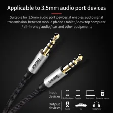 Аудіо-кабель Baseus Yiven AUX 3.5 to AUX 3.5 Audio Cable M30 1м Чорний