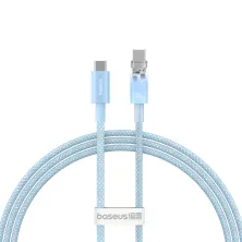 Кабель Baseus Explorer Series with Smart Temperature Control Fast Charging Data Cable Type-C to Type-C 100W 20V 5A 1m Голубой