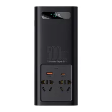 Автомобильный инвертор Baseus Super Si Inverter 500W (220V CN/EU) 2Розетки+USB+Type-C 3A с технологией QC3.0+PD3.0 Черный