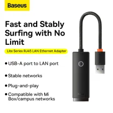 USB Переходник Baseus Lite Series Ethernet 100 Mbps Type-A to RJ45 Чорний