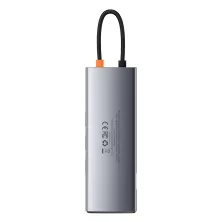 USB-хаб Baseus 9in1 Metal Gleam 9-Port Type-C HUB Adapter Type-C to USB3.0*3, Type-C(PD)*1, 4KHDMI, VGA, RJ45, TF, SD Серый