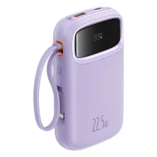 УМБ Baseus Qpow2 Dual-Cable 20000mAh 22.5W 2.4A з технологією QC3.0+PD3.0 та iP 20W+Type-C 22.5W кабелем Фіолетовий