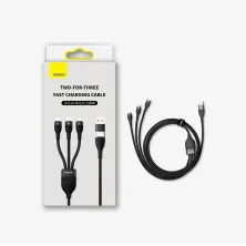 Кабель Baseus Flash Series 2 3-in-2 Fast Charging Data Cable  USB+Type-C to Lightning+Type-C+MicroUSB 100W 1.2m Черный