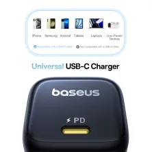 Мережевий зарядний пристрій Baseus PicoGo GaN6 Pro Fast Charger 1C PD3.0 45W Type-C 3A Чорний