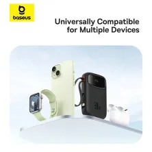 УМБ Baseus Qpow2 Dual-Cable 10000mAh 30W з технологією QC3.0+PD3.0 и 2*Type-C 30W кабелем Чорний