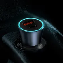 Автомобильное зарядное устройство Baseus Golden Contactor Pro Dual Quick Charger Car Charger 40W USB+Type-C + Кабель Type-C to Lightning 1м Серый