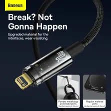 Кабель Baseus Explorer Series Auto Power-Off Fast Charging Data Cable Type-C to Lightning PD 20W 2m Чорний