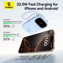 УМБ Baseus EnerFill FC31 Qpow3 Dual-Cable 20000mAh 22.5W с технологией QC3.0+PD3.0 и iP 20W+Type-C 22.5W кабелем Голубой