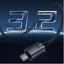 Кабель Baseus Crystal Shine USB3.2 Full Featured Fast Charging Data Cable Type-C to Type-C 100W 4K@60Hz 20Gbps 1.5m Чорний