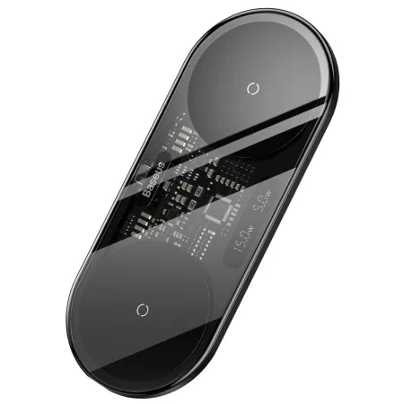 Бездротовий зарядний пристрій Baseus Digital LED Display 2in1 Wireless Charger з технологією Qi 20W Чорний