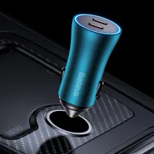 Автомобильное зарядное устройство Baseus Golden Contactor Pro Dual Quick Charger Car Charger 40W 2Type-C Голубой