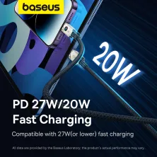 Кабель Baseus Unbreakable Series Fast Charging Data Cable Type-C to Lightning PD 20W 2m Сірий
