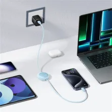 Кабель Baseus Free2Pull Mini Charging Data Cable Type-C to Type-C 60W 1m Голубой