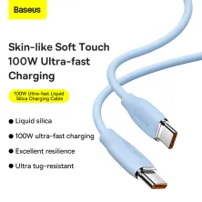 Кабель Baseus Jelly Liquid Silica Gel Fast Charging Data Cable Type-C to Type-C 100W 20V 5A 1.2m Синій