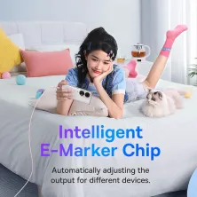 Кабель Baseus Explorer Series with Smart Temperature Control Fast Charging Data Cable Type-C to Type-C 100W 20V 5A 2m Рожевий
