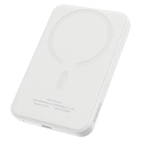 УМБ Baseus Magnetic Mini Wireless Fast Charge 2in1 5000mAh 20W 2.4A QC3.0+PD3.0 з Бездротовою зарядкою Qi 15W Білий