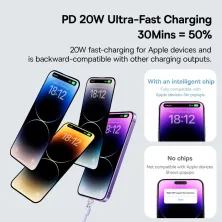Кабель Baseus Gem Series Fast Charging Data Cable Type-C to Lightning PD 20W 2m Фіолетовий