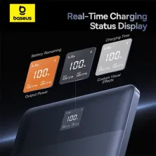 УМБ Baseus Blade Blade2 Fast-Charging Power Bank 12000mAh 65W 6A з технологією QC3.0+PD3.0 + кабель Type-C to Type-C 100W 20V/5A 1м Синий