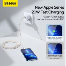 Кабель Baseus Crystal Shine Series Fast Charging Data Cable Type-C to Lightning PD 20W 2m Рожевий