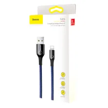 Кабель Baseus C-shaped Light Intelligent power-off Cable USB to Lightning 2.4A 1m Синій
