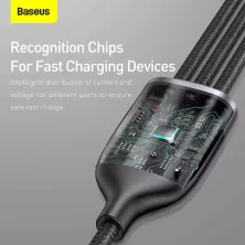 Кабель Baseus Flash Series 2 3-in-1 Fast Charging Data Cable USB to Lightning+Type-C+MicroUSB 66W 1.2m Черный
