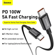 Кабель Baseus Superior Series Fast Charging Data Cable Type-C to Type-C 100W 20V 5A 1m Чорний