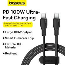 Кабель Baseus Pudding Series Fast Charging Data Cable Type-C to Type-C 100W 20V 5A 1.2m Чорний