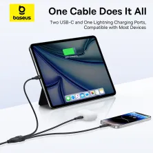 Кабель Baseus Flash Series 3 3-in-1 Fast Charging Data Cable  Type-C to Lightning+Type-C+Type-C 100W 1.5m Чорний