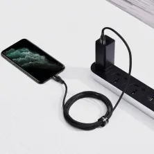 Кабель Baseus Dual Output Cafule 2-in-1 Fast Charging Data Cable USB + Type-C to Lightning 18W 1m Черный