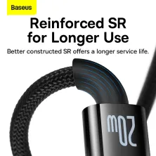 Кабель Baseus Explorer Series Auto Power-Off Fast Charging Data Cable Type-C to Lightning PD 20W 1m Чорний
