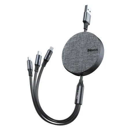 Кабель Baseus Fabric Flexible 3-in-1 Fast Charging Data Cable USB to Lightning+Type-C+MicroUSB 3.5А 1.2m Черный