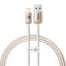 Кабель Baseus Crystal Shine Series USB to Lightning 2.4A 1.2m Рожевий