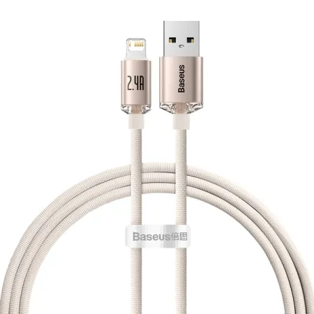 Кабель Baseus Crystal Shine Series USB to Lightning 2.4A 1.2m Рожевий