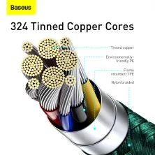 Кабель Baseus Display Series Fast Charging Data Cable Type-C to Type-C 100W 20V 5A 2m Зелений