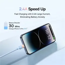 Кабель Baseus Discolor Series Fast Charging Data Cable USB to Lightning 2.4A 1m Блакитний