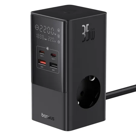 Сетевое зарядное устройство Baseus PowerCombo Tower PowerStrip 35W 3AC+2USB+2Type-C 3A Черный