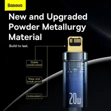 Кабель Baseus Explorer Series Auto Power-Off Fast Charging Data Cable Type-C to Lightning PD 20W 1m Синій