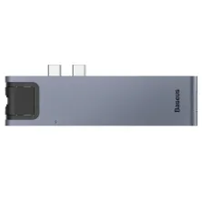 USB-хаб Baseus 7in1 Thunderbolt C + Pro 7-Port Type-C HUB Adapter Type-C*2 to USB3.0*2, Type-C*1, 4KHDMI, RJ45, SD, MicroSD Сірий