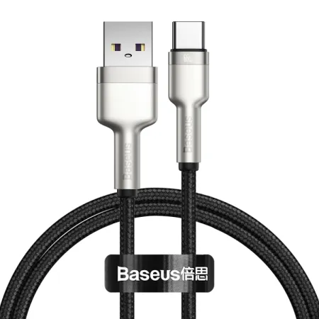 Кабель Baseus Cafule Metal Data Cable USB to Type-C 66W 11V 6A 1m Чорний