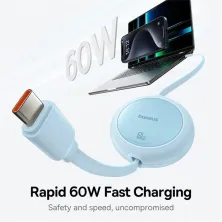 Кабель Baseus Free2Pull Mini Charging Data Cable Type-C to Type-C 60W 1m Голубой