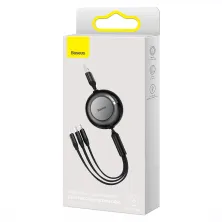 Кабель Baseus Bright Mirror 2 Series Retractable 3-in-1 Fast Charging Data Cable USB to Lightning+Type-C+MicroUSB 3.5А 1.1m Черный