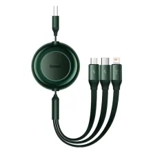 Кабель Baseus Bright Mirror 2 Series Retractable 3-in-1 Fast Charging Data Cable USB to Lightning+Type-C+MicroUSB 3.5А 1.1m Зеленый