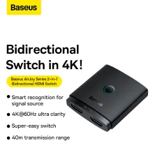 HDMI Світч розгалужувач Baseus AirJoy 2in1 Bidirectional HDMI to 4KHDMI*2 Switch Чорний