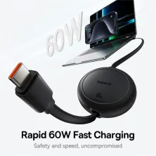 Кабель Baseus Free2Pull Mini Charging Data Cable Type-C to Type-C 60W 1m Черный