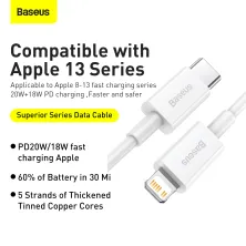 Кабель Baseus Superior Series Fast Charging Data Cable Type-C to Lightning PD 20W 2m Белый
