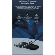 Бездротовий зарядний пристрій Baseus Simple 2in1 For Phone + Pods Pro з технологією Qi 15W 2A Чорний