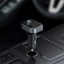 FM-трансмиттер Baseus S-09 Pro T-Typed FM Launcher MP3 Car Charger 2USB+Type-C 3.4A Черный
