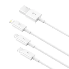 Кабель Baseus Superior Series 3-in-1 Fast Charging Data Cable USB to Lightning+Type-C+MicroUSB 3.5А 0.5m Білий